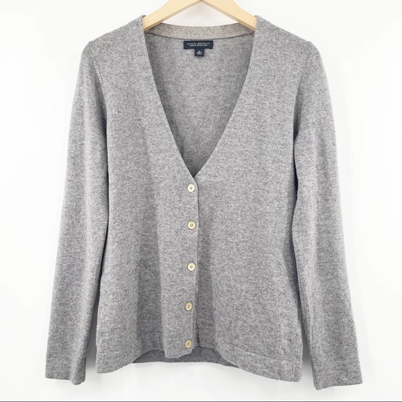 Banana Republic Sweaters - BANANA REPUBLIC Cardigan Wool Cashmere Italian Yarn Blend Gray Gold SZ Medium